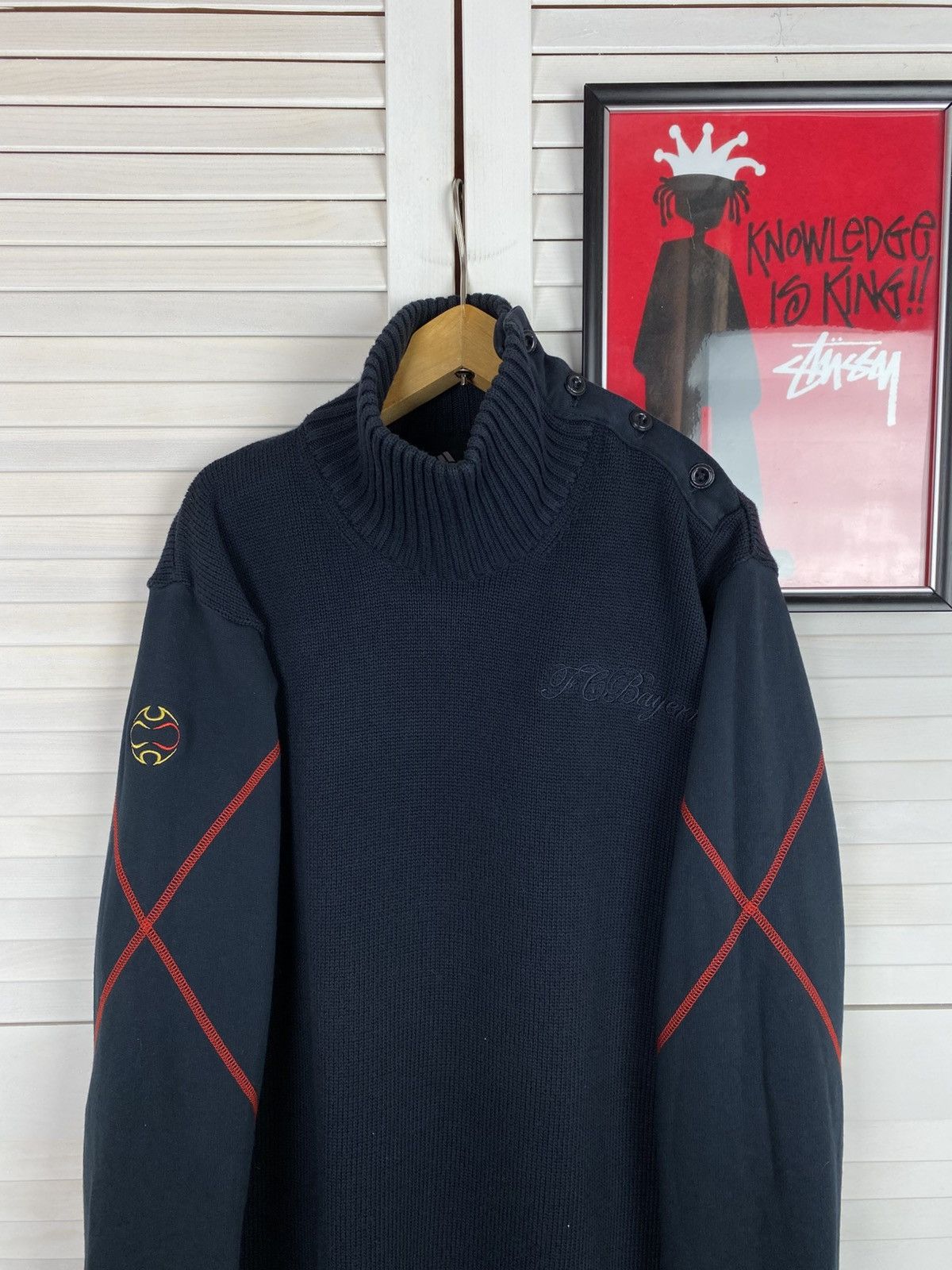 Adidas Vintage Knit Sweater Adidas Bayern Munich Turtleneck Footbal Size US M / EU 48-50 / 2 - 3 Thumbnail
