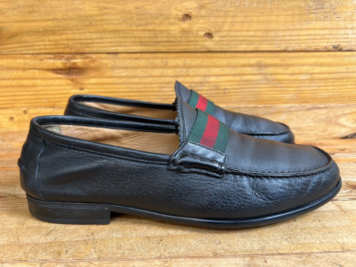 Gucci Gucci Leather Soft Leather Moccasin Loafers Green & Red Web Size US 7.5 / EU 40-41 - 6 Thumbnail