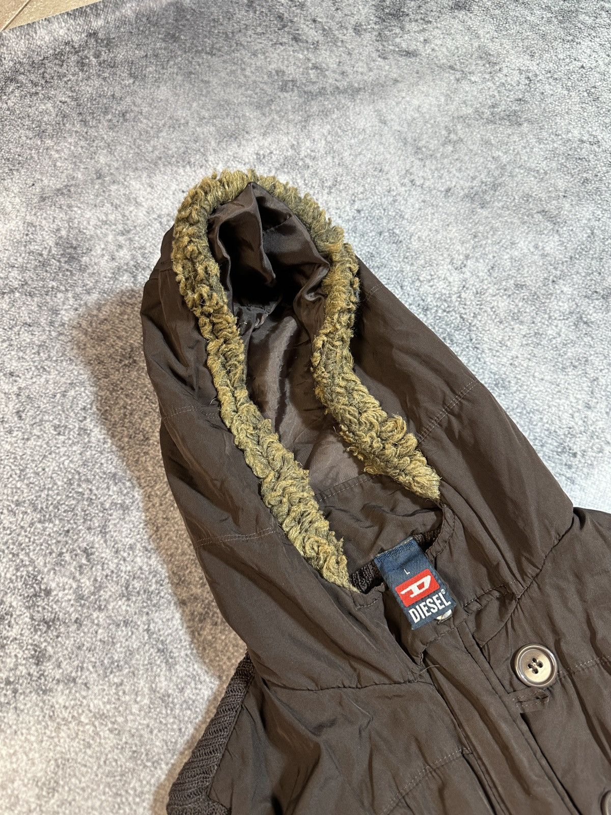 Diesel × Vintage Vintage Y2K Diesel Zip Up Hoodie Style Alt Fur USA Opium VTg Size L / US 10 / IT 46 - 2 Thumbnail