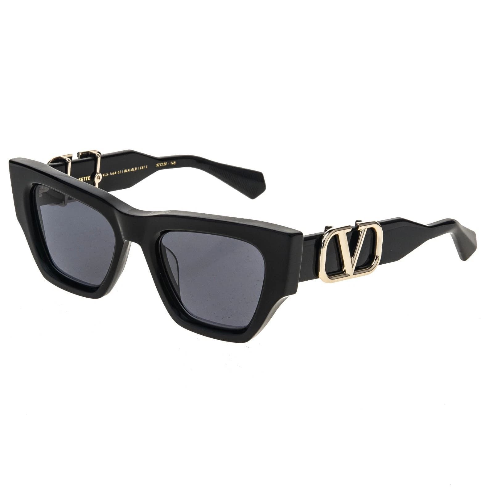 Valentino VALENTINO V-SETTE VLS166 Black VLS 166A Gold Logo Sunglasses Size ONE SIZE - 4 Thumbnail