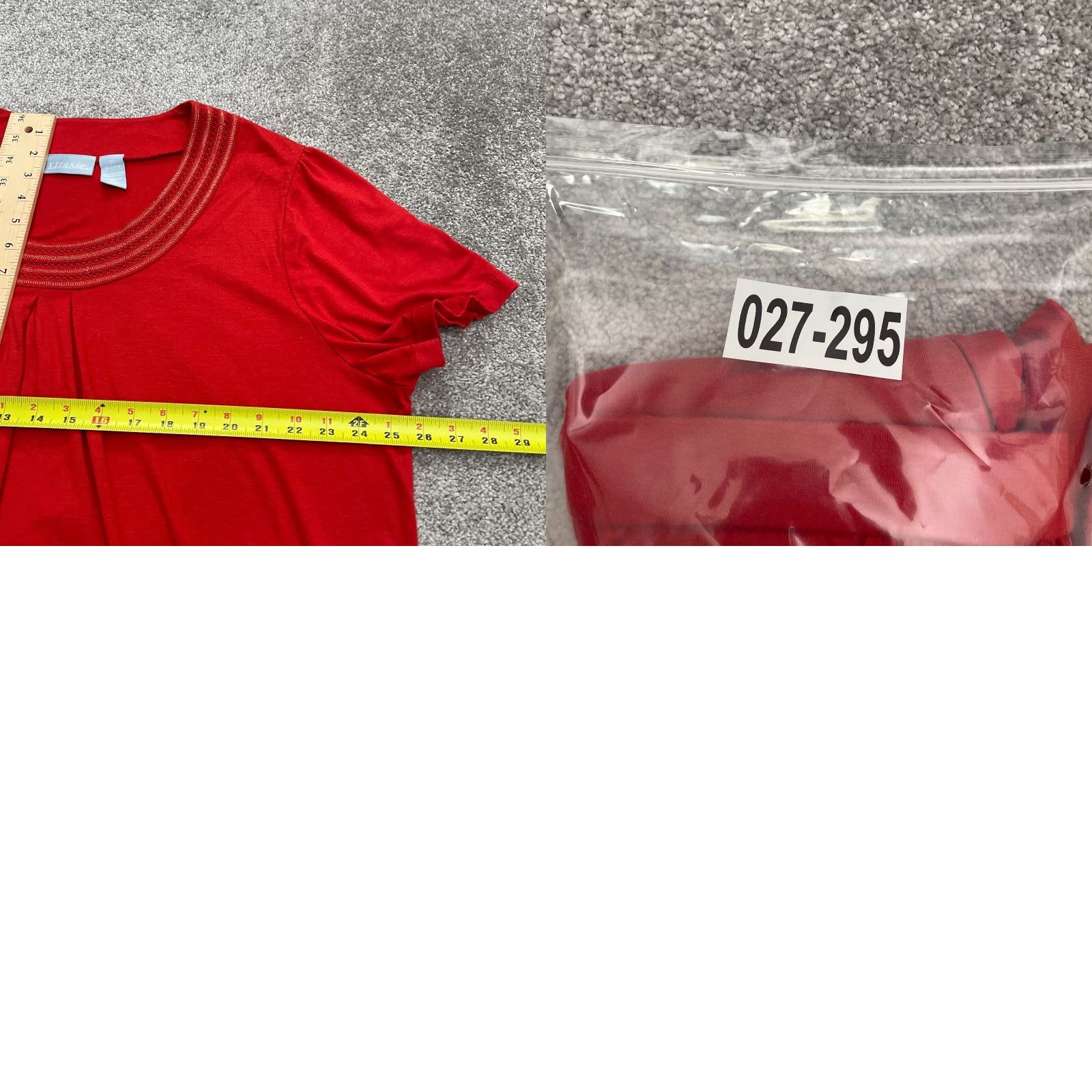 Vintage Liz & Me Blouse Womens 1X Plus Red Solid Short Sleeve Round Neck Casual Designer Classic Size XL / US 12-14 / IT 48-50 - 8 Thumbnail