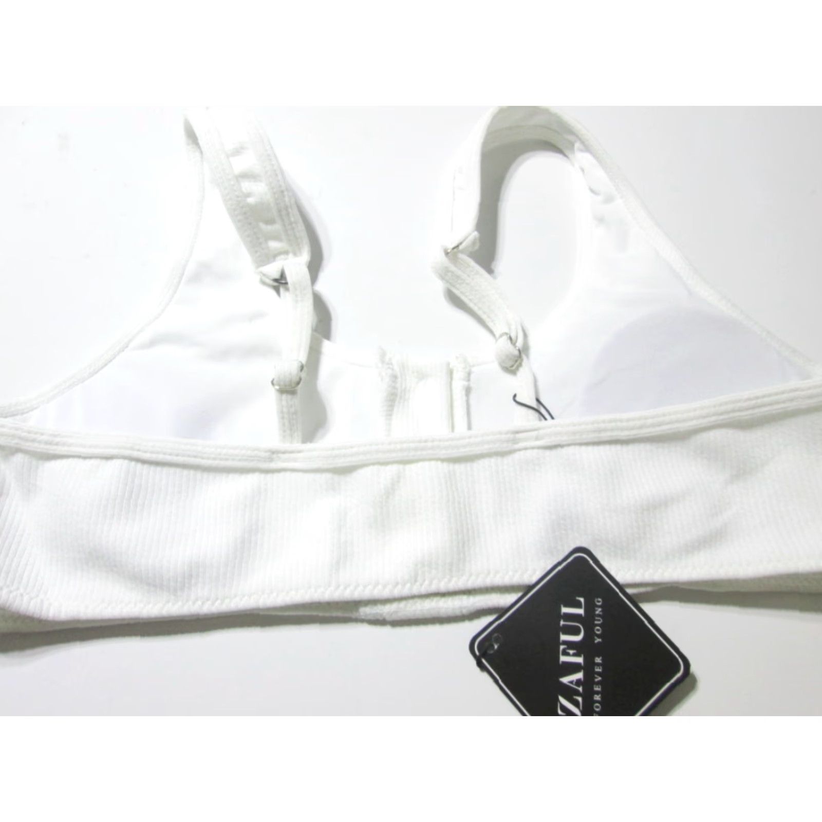 ZAFUL Zaful Womens Top 6 White Bralette Lined Button Front Ribbed Swim Bralette Size M / US 6-8 / IT 42-44 - 2 Thumbnail