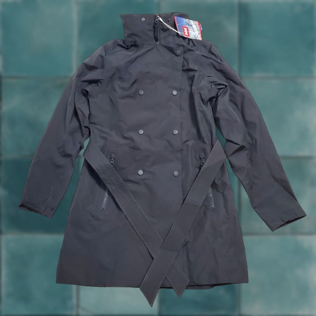 Helly Hansen Helly Hansen Welsey II Trench Coat Women L Black Hooded Waterproof Packable Belted Breather Zipped Pockets Size L / US 10 / IT 46 - 1 Thumbnail