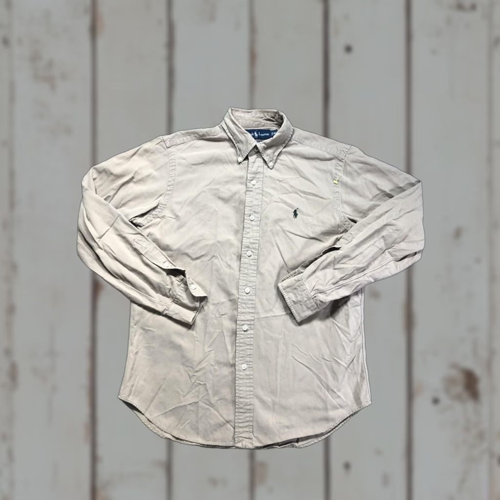 Ralph Lauren Ralph Lauren Shirt Mens Medium Beige Solid Classic Fit Button-Down Long Sleeve Size US M / EU 48-50 / 2 - 1 Thumbnail