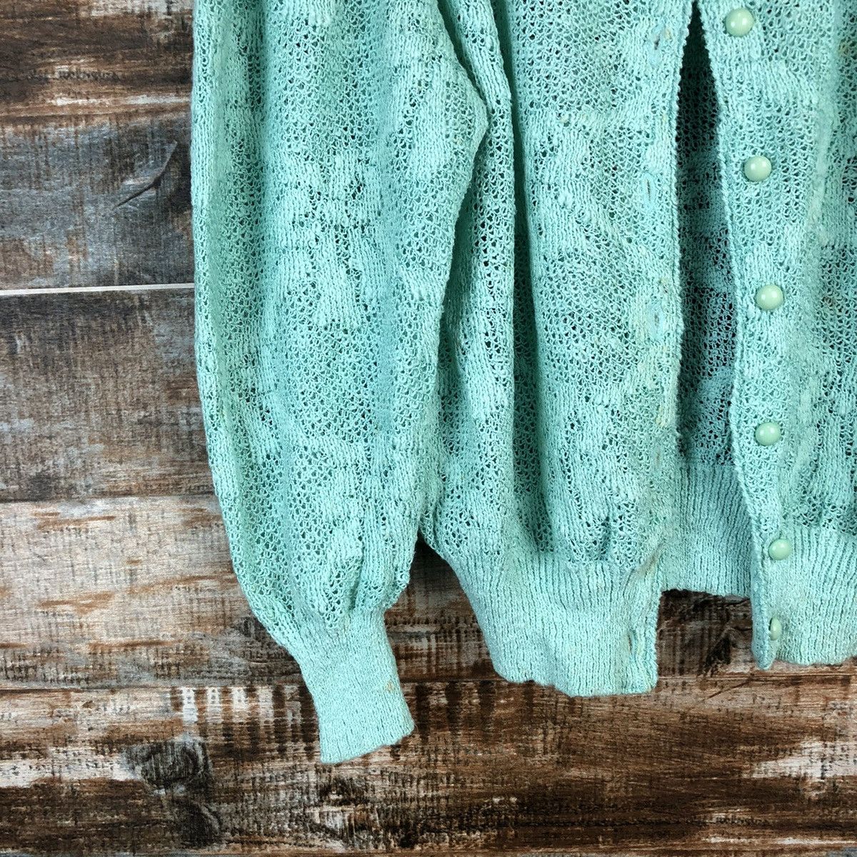 Homespun Knitwear × Japanese Brand Framboise Green Cardigan Knitwear #A963 Size S / US 4 / IT 40 - 7 Thumbnail