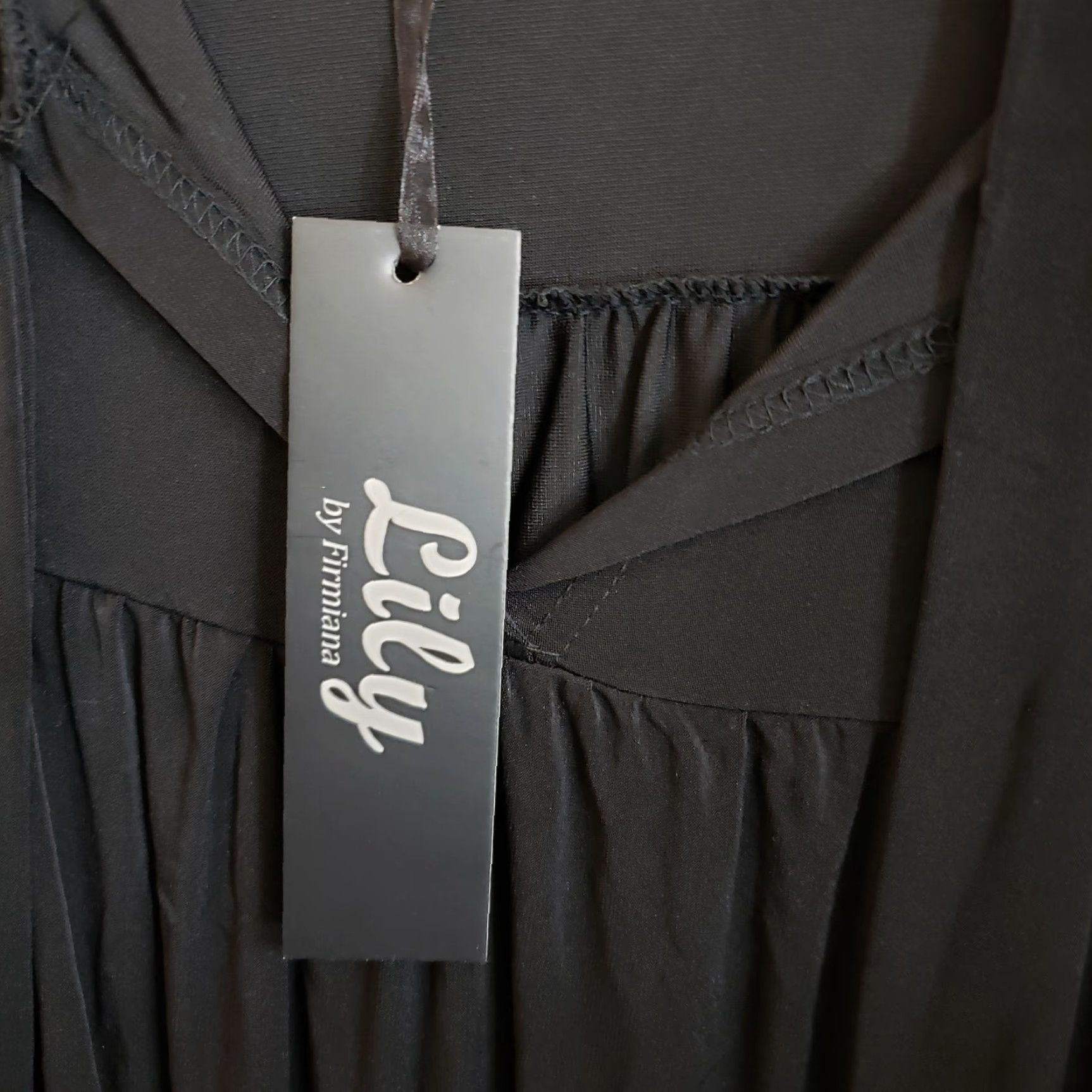 Vintage Lily by Firmiana Womens Top L Solid Black Neck Tie Shirt Blouse XS? No, L size? (Remove confusion) Size L / US 10 / IT 46 - 7 Thumbnail