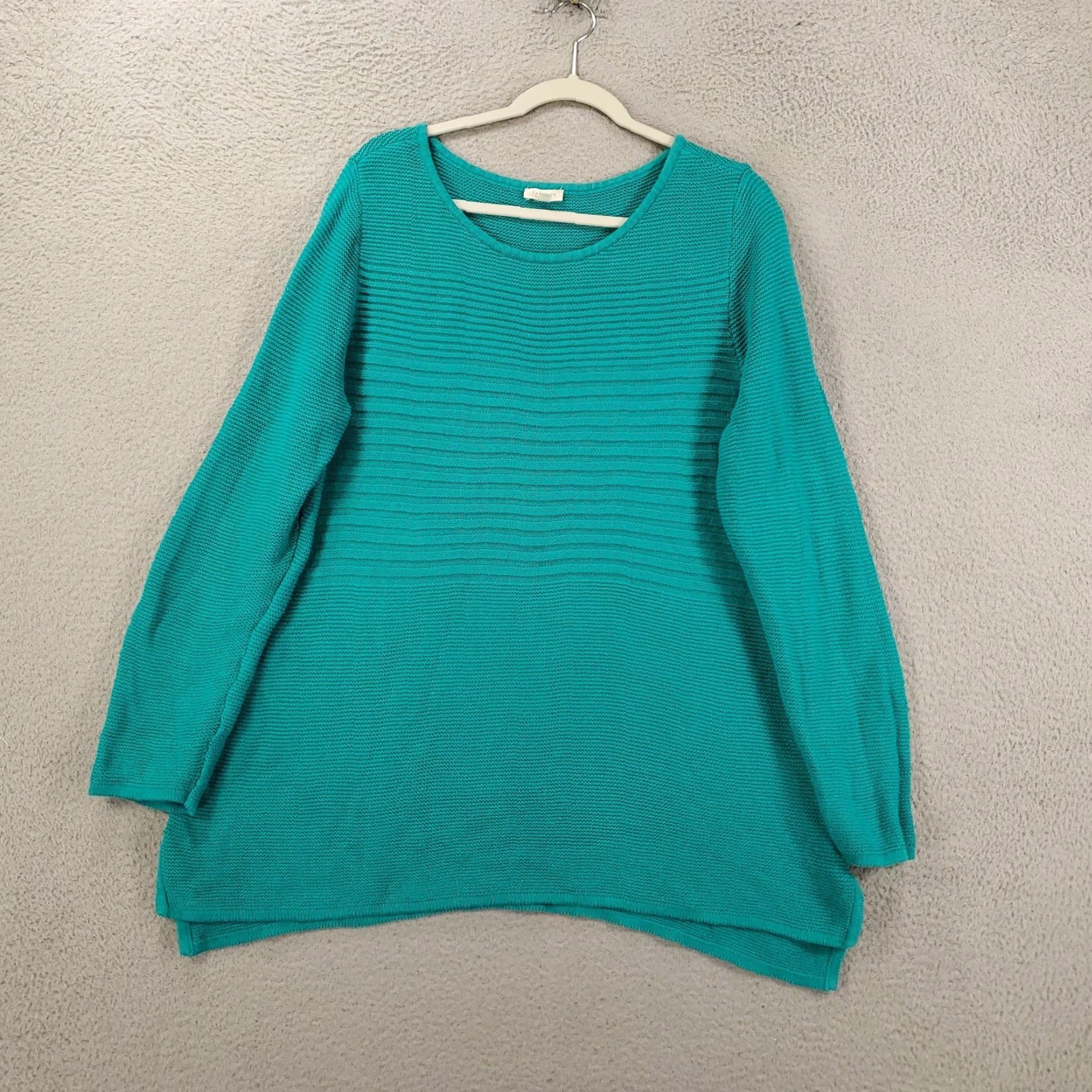 Talbots Talbots Womens 1X Teal Blue Groove Knit Texture Long Sleeve Pullover Sweater Size XL / US 12-14 / IT 48-50 - 2 Thumbnail