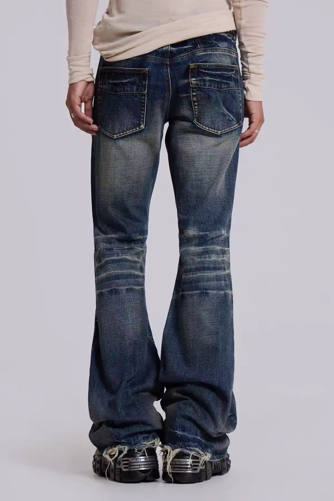 Japanese Brand Washed Blue Flared Jeans Size US 37 - 2 Thumbnail