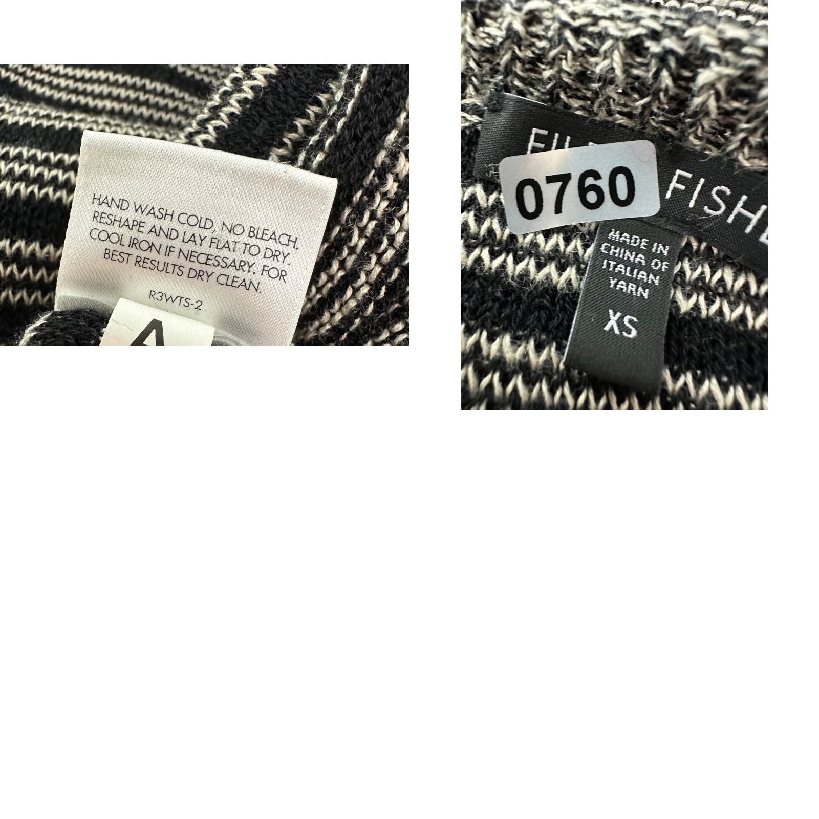 Eileen Fisher VINTAGE Eileen Fisher Sweater Womens XS Wool Linen Blend Knit Black Ivory Stripe Boxy Size XS / US 0-2 / IT 36-38 - 9 Thumbnail