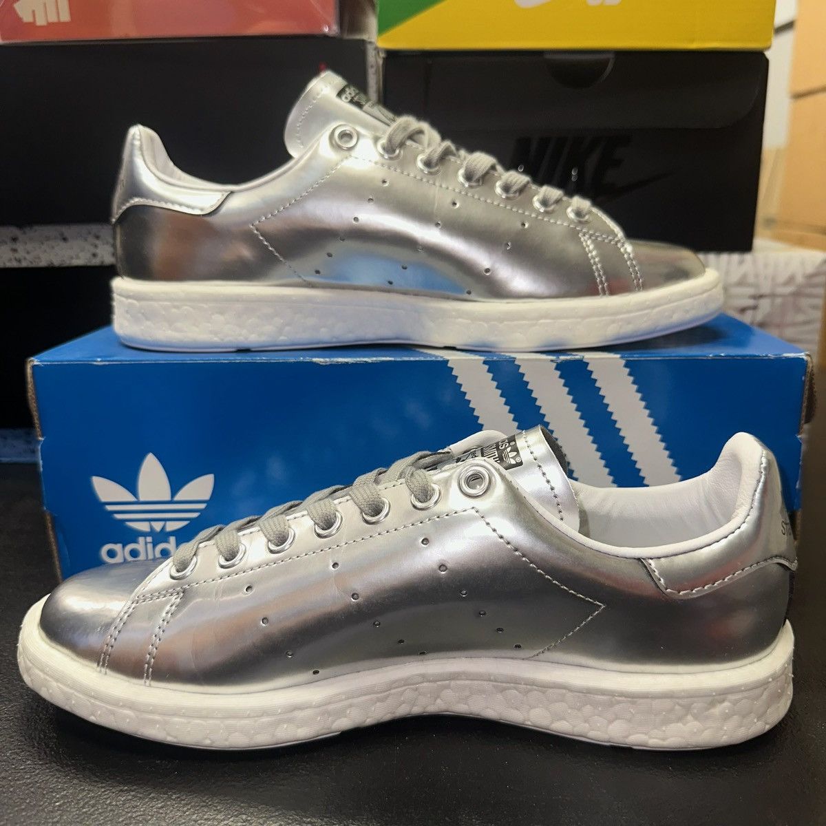 Adidas Size 8W - adidas Stan Smith Boost Metallic Silver - BB0108 Size US 8 / IT 38 - 2 Thumbnail