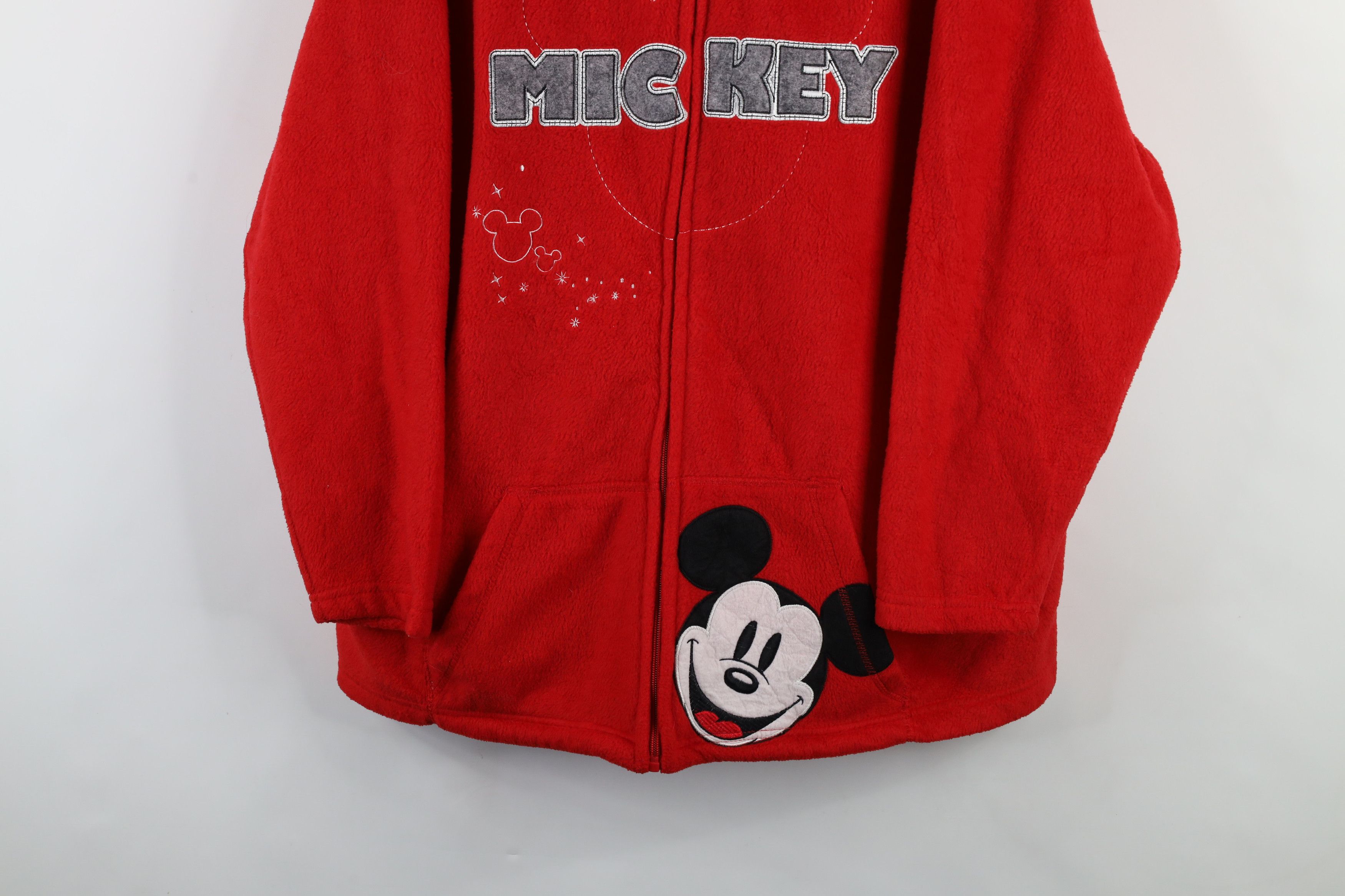 Disney × Vintage Vintage 90s Disney Mickey Mouse Full Zip Fleece Hoodie Red Size 3XL / US 20-22 - 3 Thumbnail
