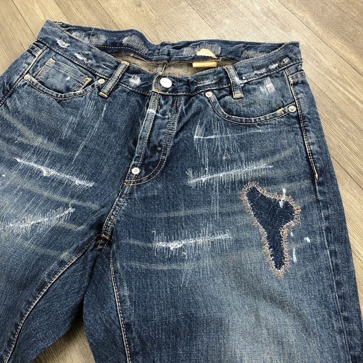If Six Was Nine × Le Grande Bleu (L.G.B.) 🇯🇵2000s Repack Japan Reconstucted Distressed Flared Jeans Size US 32 / EU 48 - 5 Thumbnail