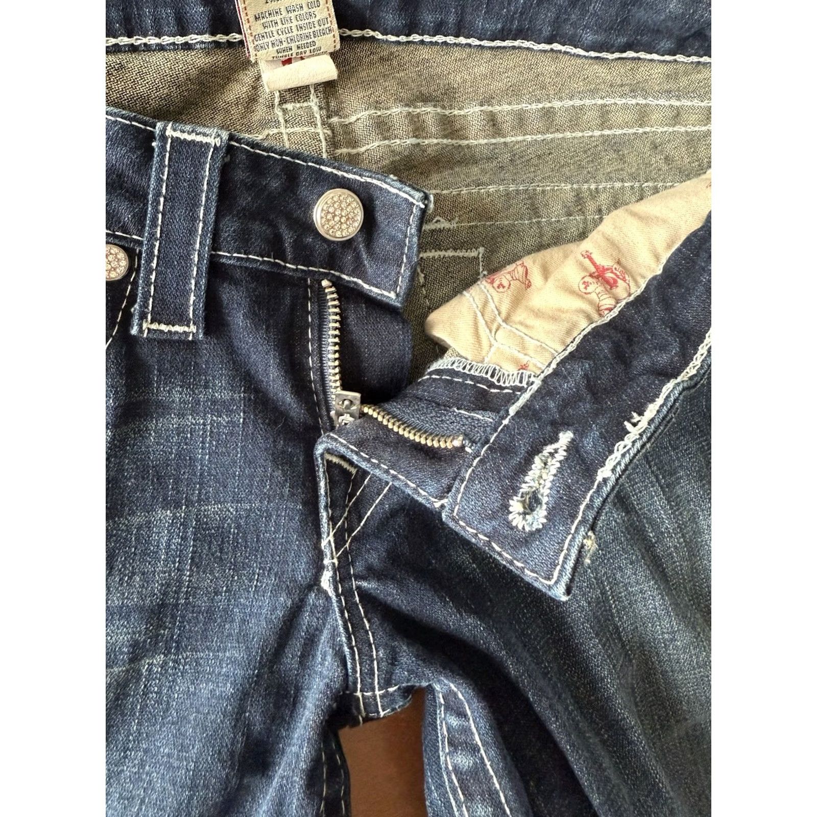 True Religion VINTAGE True Religion Jeans Women 27 Slim Straight Denim Blue 30x33 Low Rise 5-Pocket Logo Rhinestone Zipper Button Size 27" / US 4 / IT 40 - 6 Thumbnail