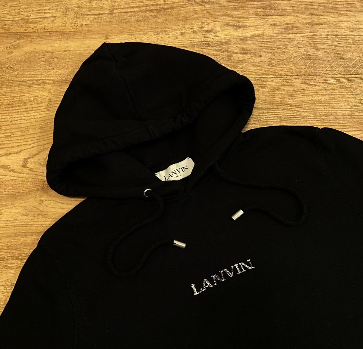 Lanvin Lanvin Paris Embroidered Centre Logo Hoodie Black x Luxury Size US M / EU 48-50 / 2 - 1 Thumbnail