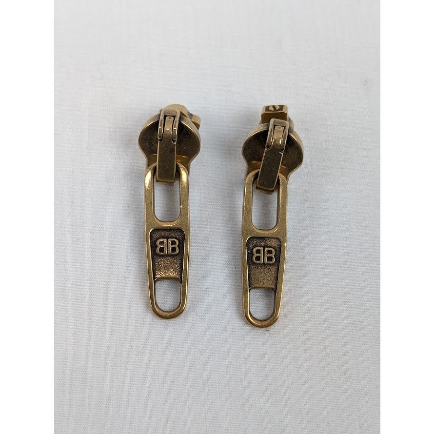 Balenciaga o1rshd1 Size: OS / Women's Zip Earrings Brass/Antique Gold Size ONE SIZE - 2 Thumbnail