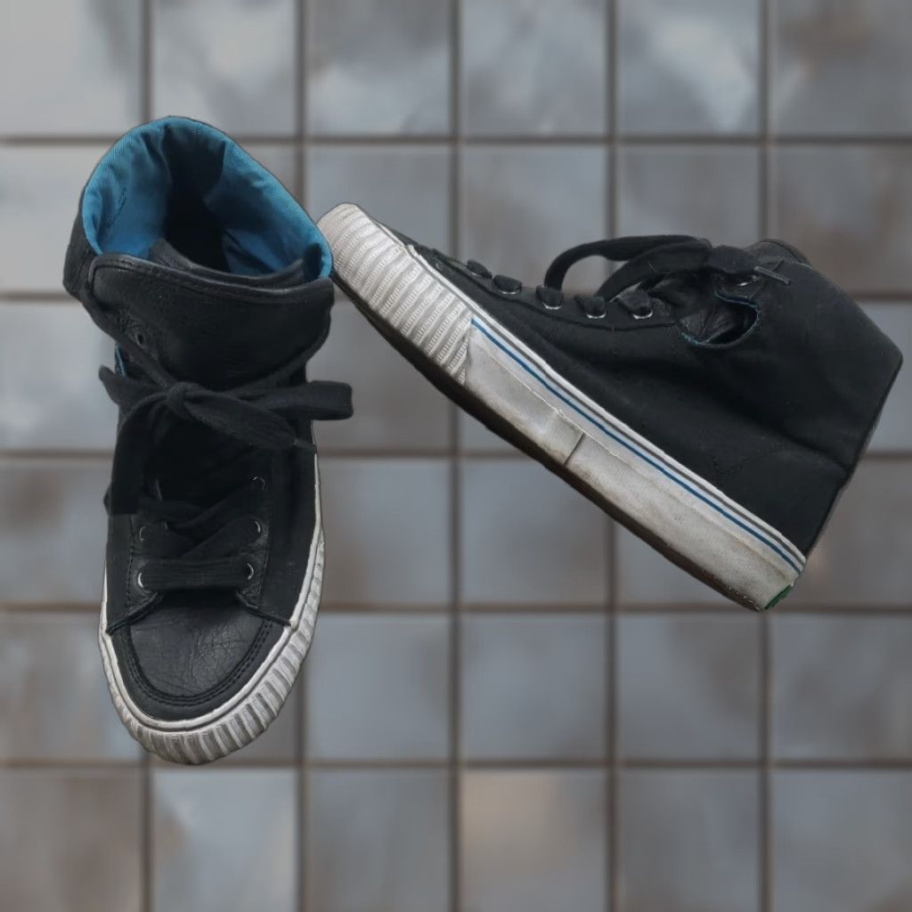 Vintage PF Flyers Sandlot High Top Leather Canvas Shoes Black Mens 9 Womens 10.5 Sneakers Casual Shoes Sneaker Logo Retro Sports | Unisex Adults Size M / US 6-8 / IT 42-44 - 1 Thumbnail