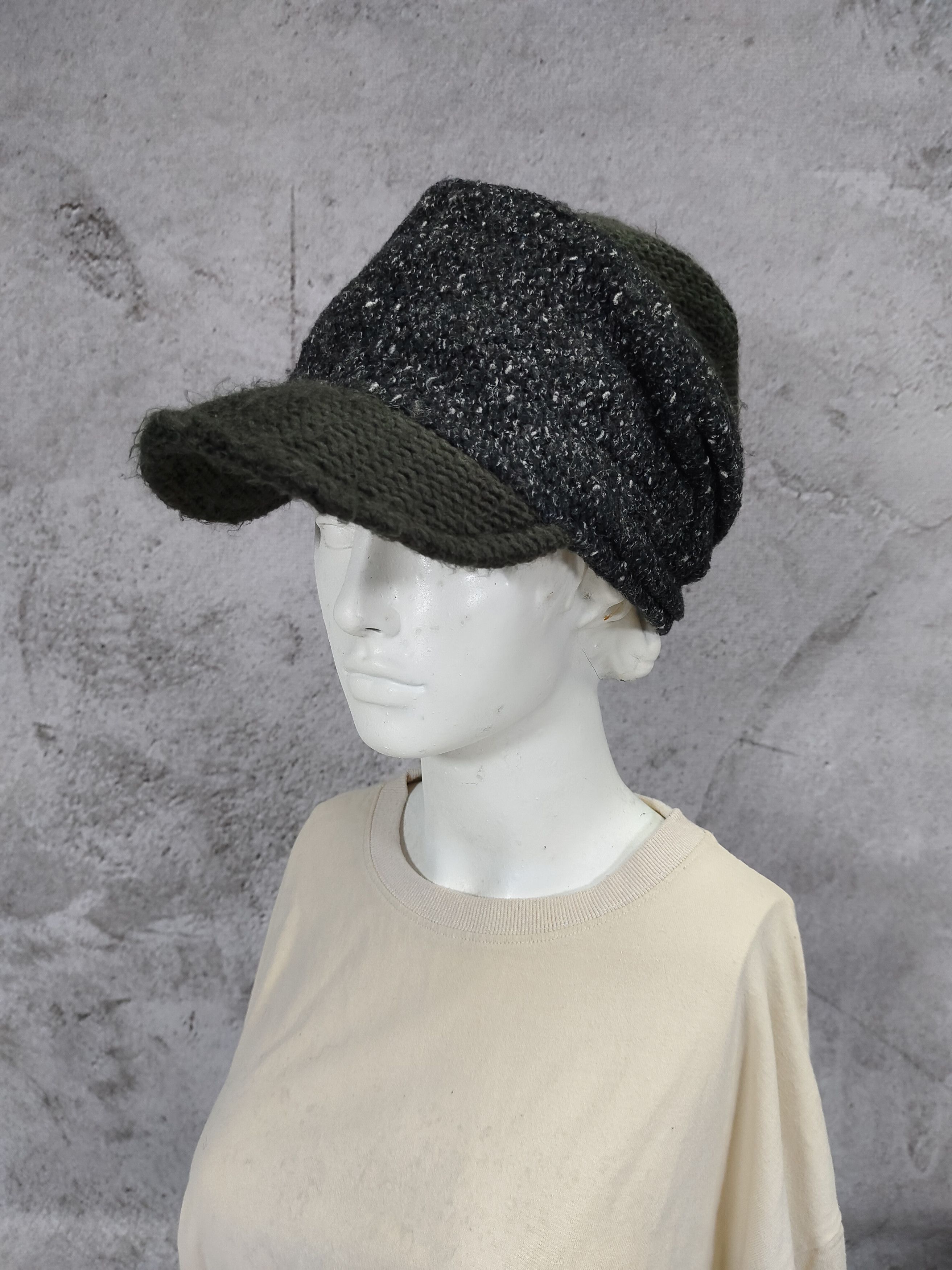 Vintage 2000s Falchi New York Wool Blend Knit Visor Beanie Cap Size ONE SIZE - 2 Thumbnail