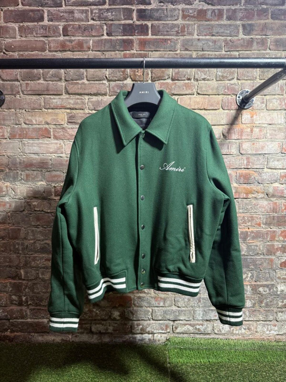 Amiri Amiri Bone Skeleton Varsity Jacket Green/White Sz. L Size ONE SIZE - 1 Thumbnail