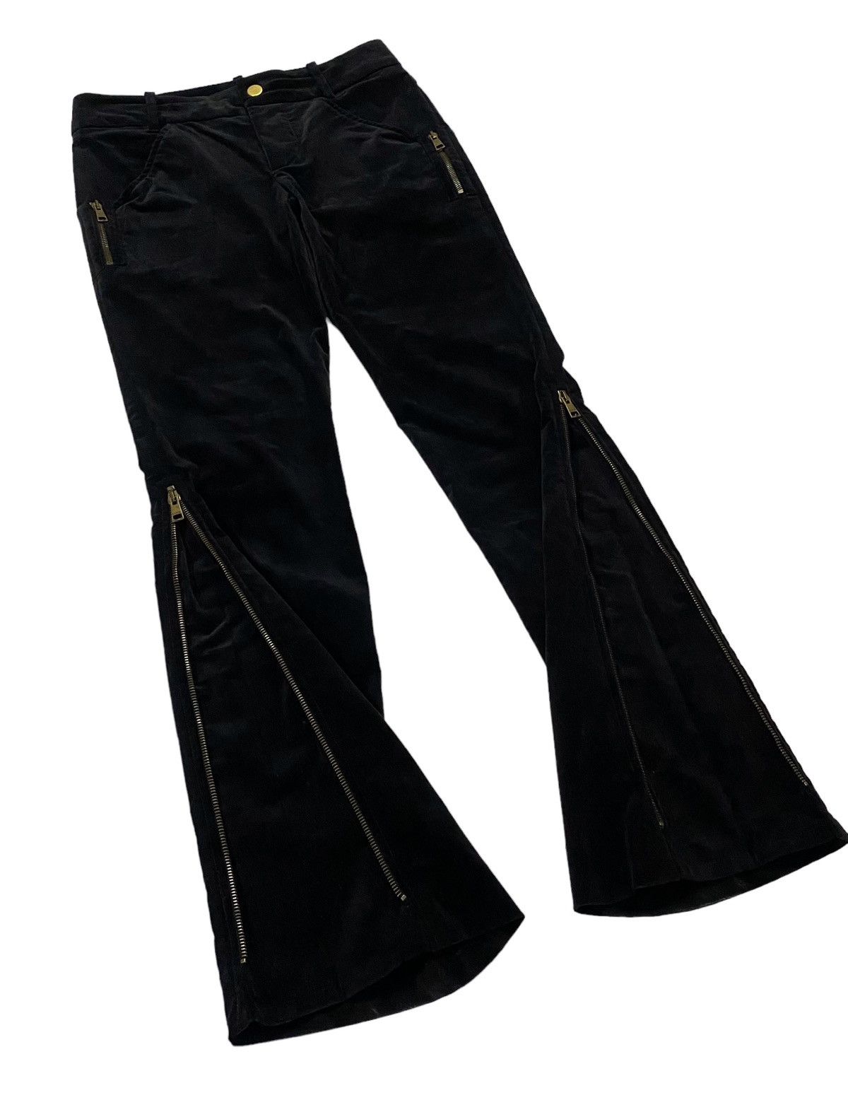 Gucci Gucci Velvet GG Interlock Logo Side Pocket Zip Flare Pants Size 26" / US 2 / IT 38 - 24 Thumbnail