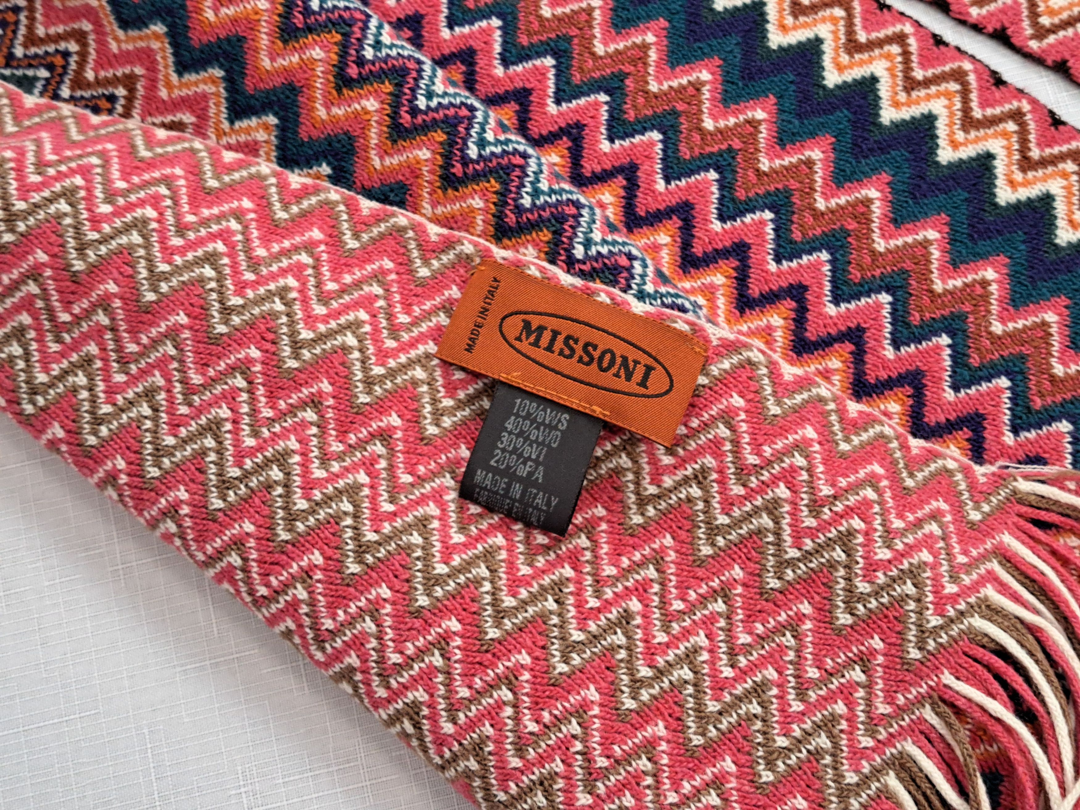 Missoni MISSONI large iconic zig zag pattern wool blend scarf. Size ONE SIZE - 6 Thumbnail