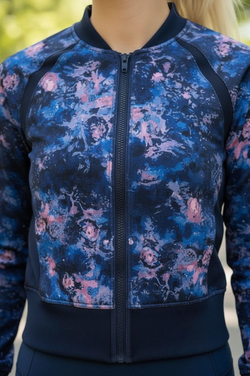 Lululemon Lululemon Blue Pink Floral Sheer Mesh back Jacket Sz.6 Size M / US 6-8 / IT 42-44 - 3 Thumbnail