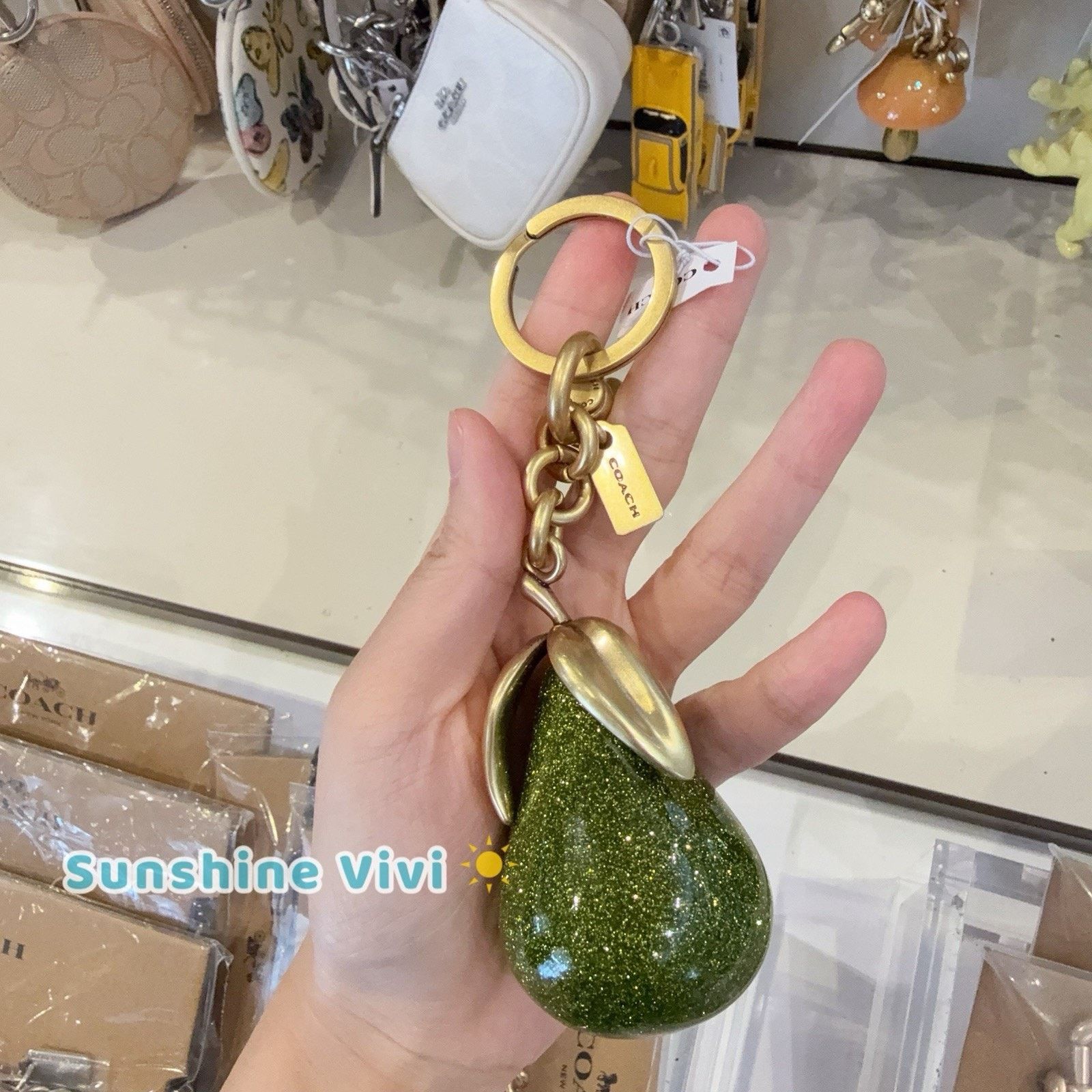 Coach NWT Coach Pear Bag Charm CAX73 Brass/Green Multi Size ONE SIZE - 2 Thumbnail