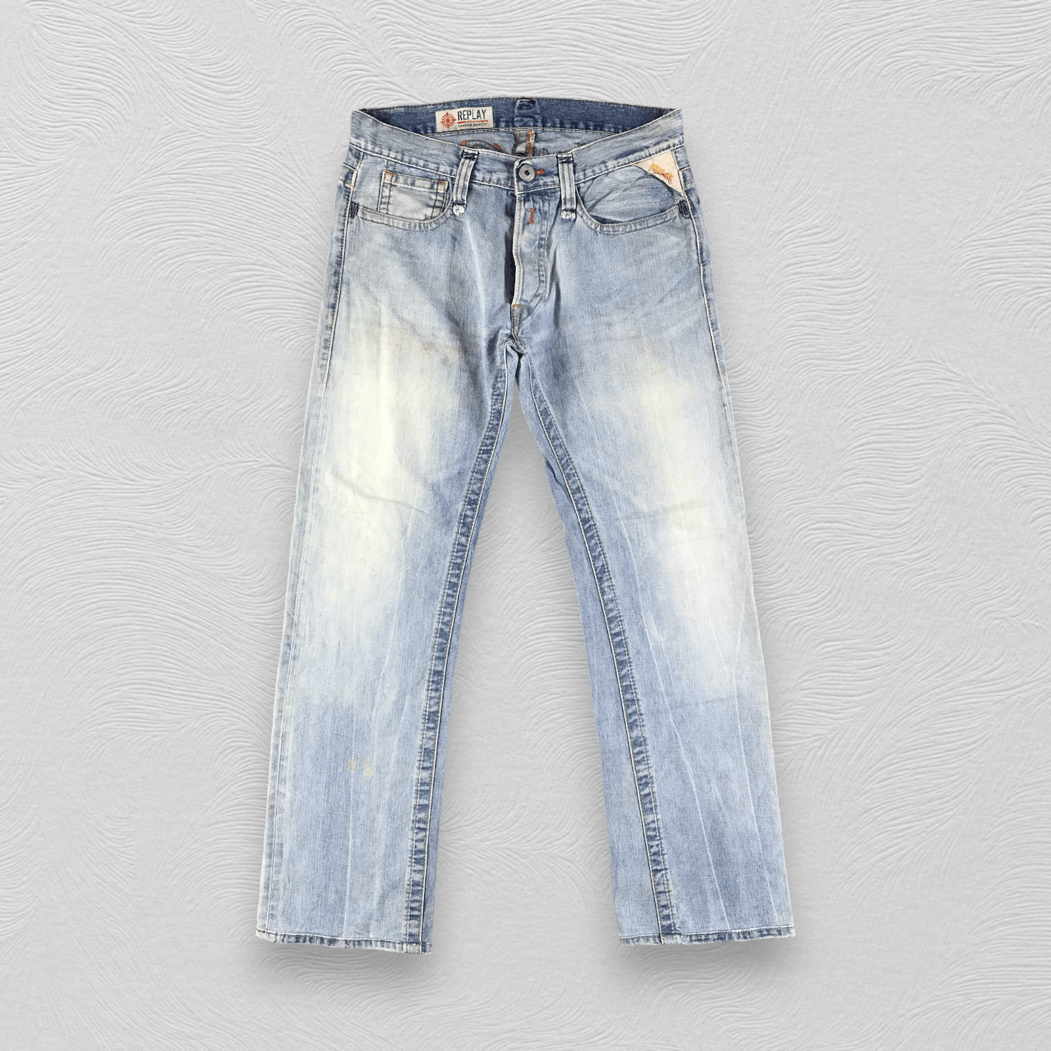Replay Reply Jeans Patchwork Medium Wash Denim KJ1733 Size US 31 - 1 Thumbnail