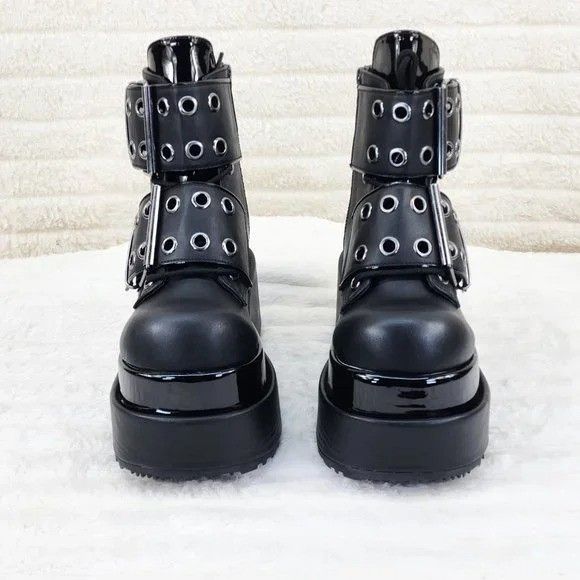 Other Black Matte Bear 104 Platform Ankle Boots Goth Punk Rave (US Size US 8 / IT 38 - 3 Thumbnail