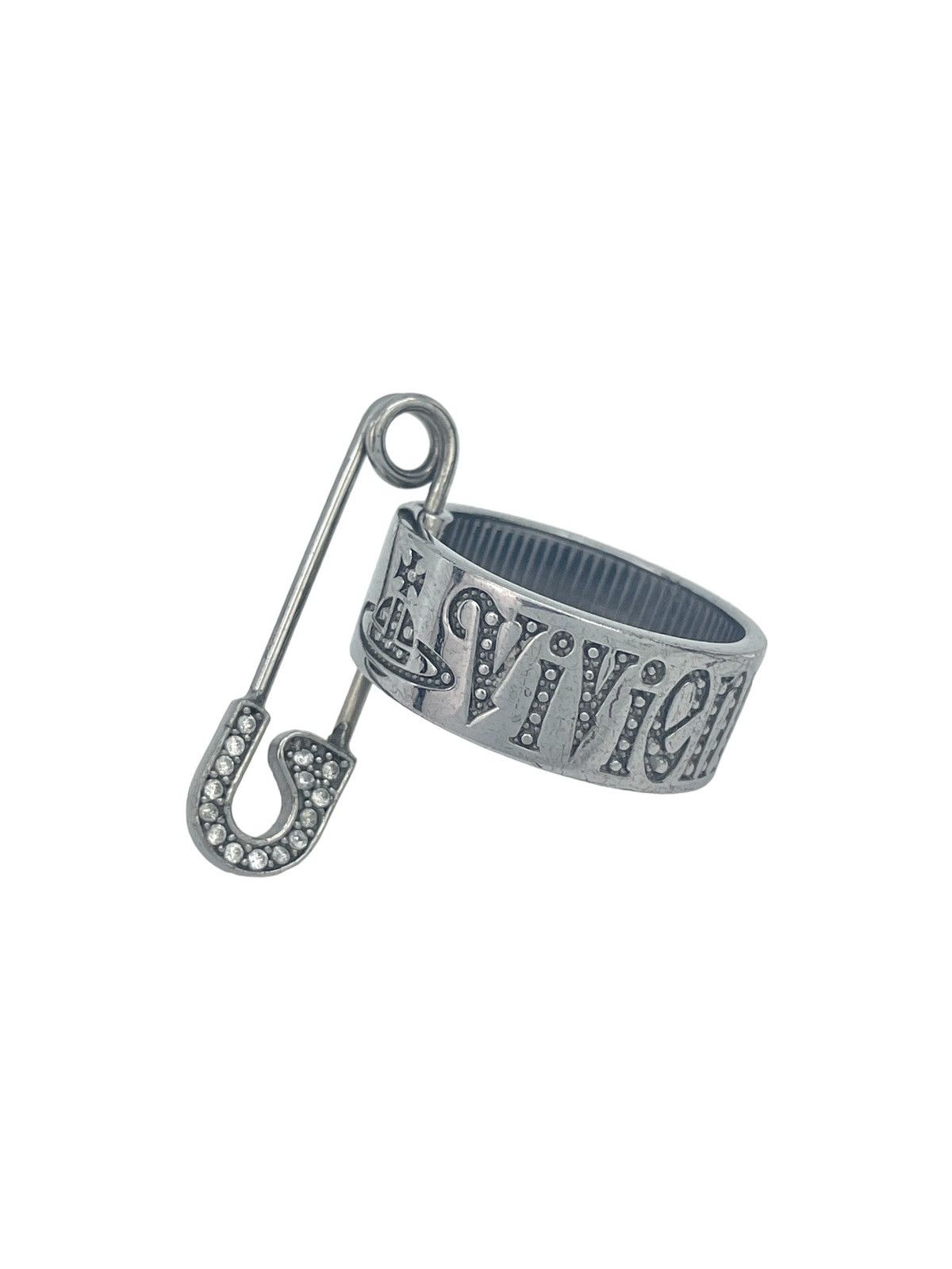 image of Vivienne Westwood Safety Pin Orb Ring in Silver, Men's