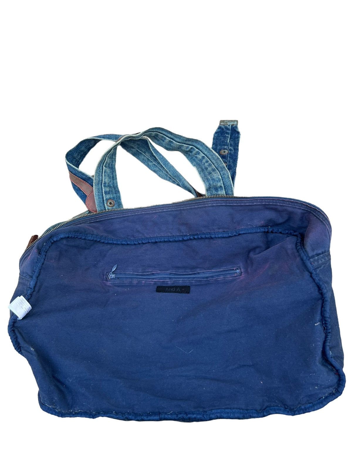 Vintage And A Japan Distress Fade Denim Cowhide Leather Large Bag Size ONE SIZE - 21 Thumbnail