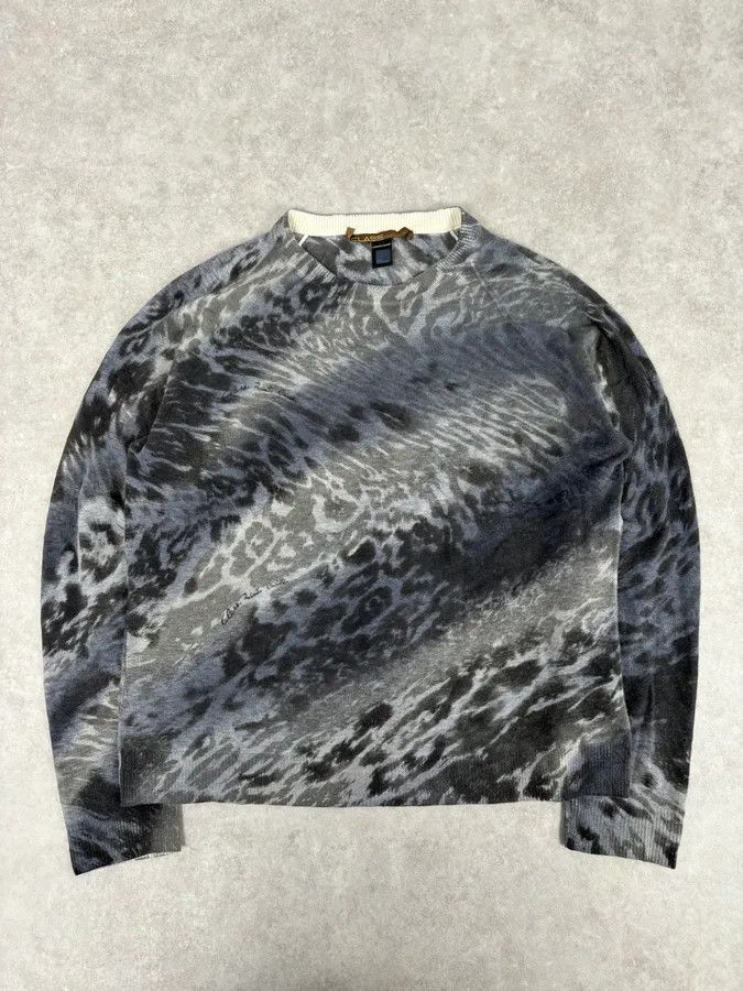 Roberto Cavalli 2000s Roberto Cavalli Grey Leopard Camo Sweater Size US M / EU 48-50 / 2 - 1 Thumbnail
