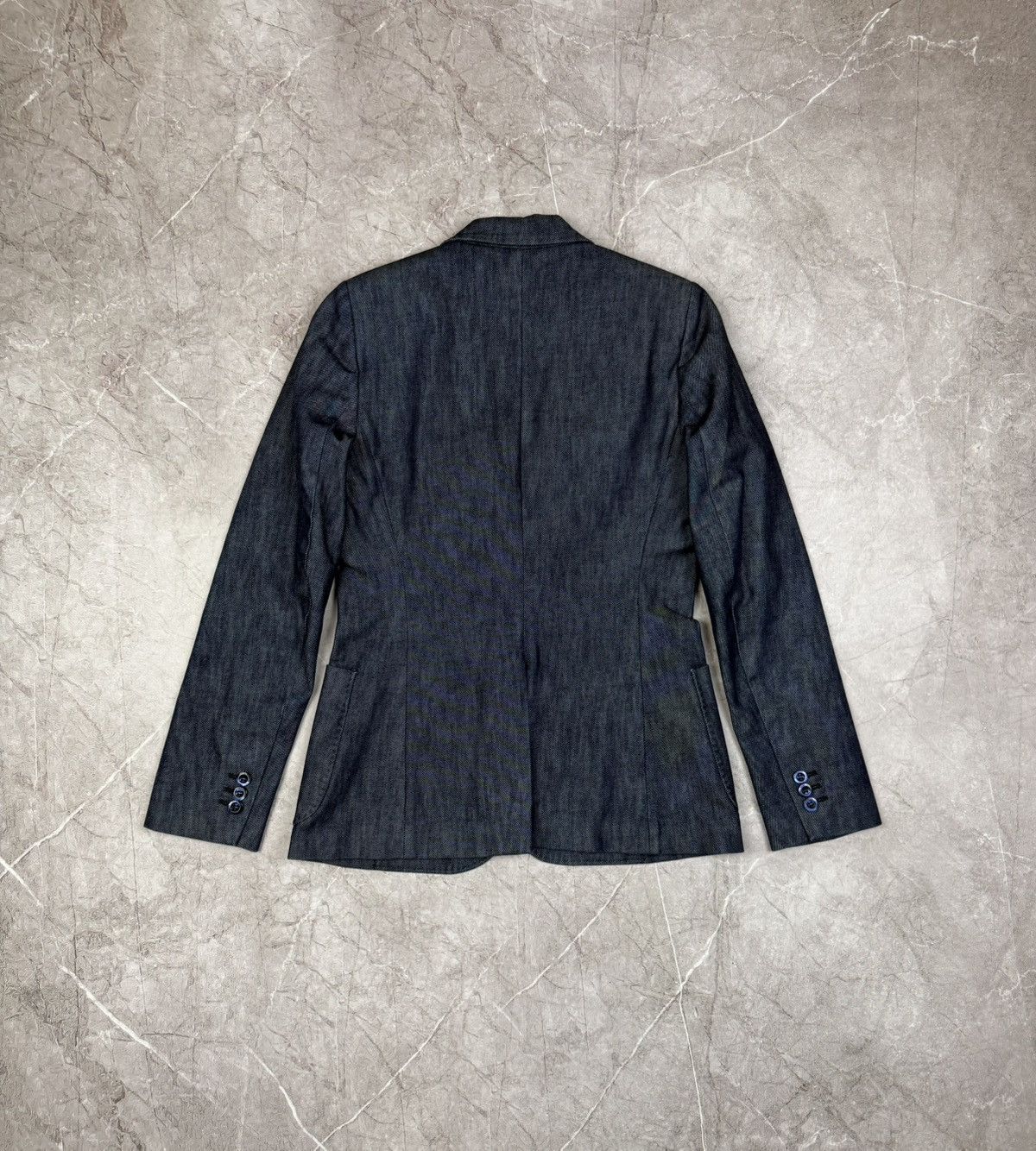Malo Malo Italy Blue Cotton Denim Look Blazer Jacket Women's sz S Size S / US 4 / IT 40 - 4 Thumbnail