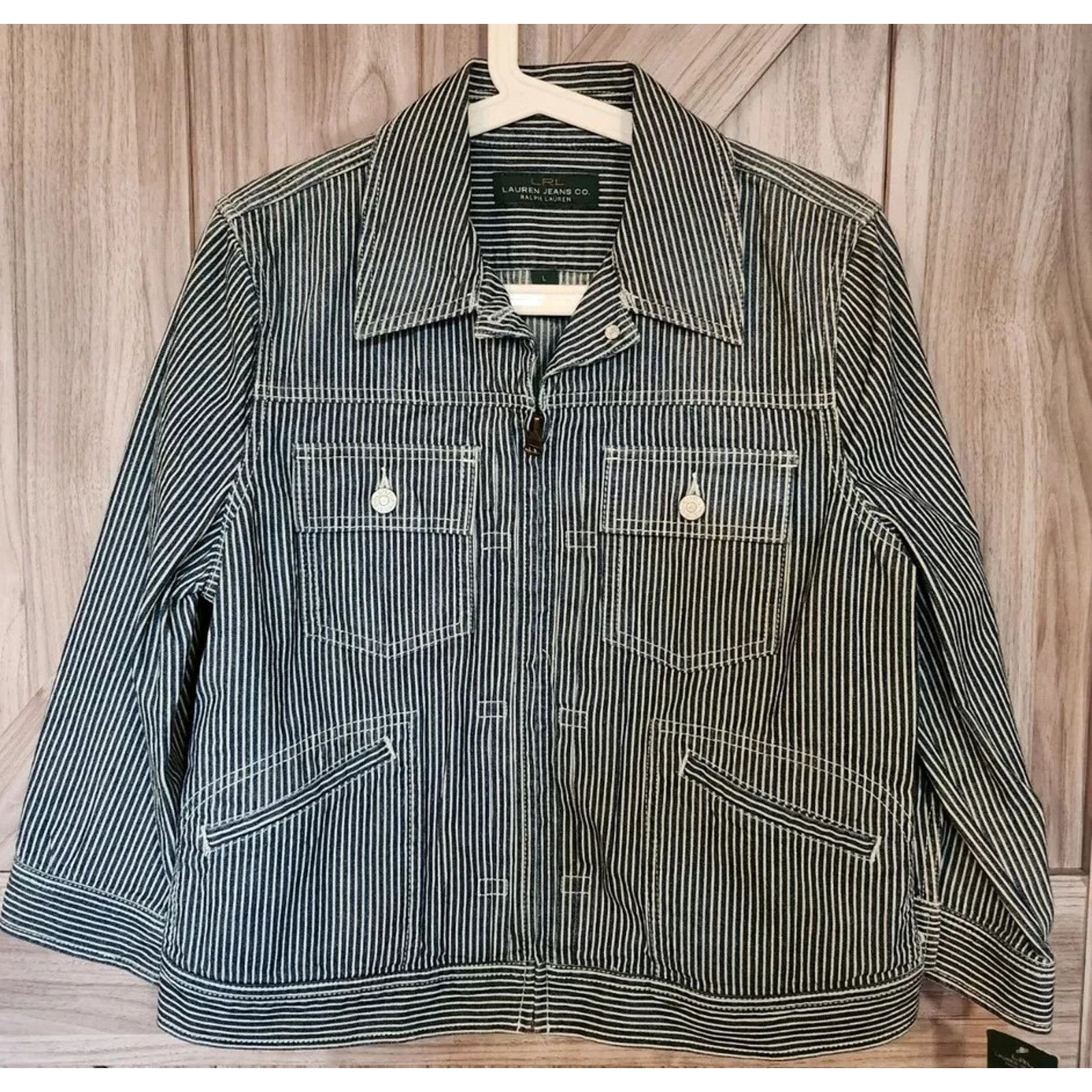 Ralph Lauren LAUREN JEANS CO - RAILROAD STRIPED DENIM TRUCKER JACKET XL Size XL / US 12-14 / IT 48-50 - 2 Thumbnail