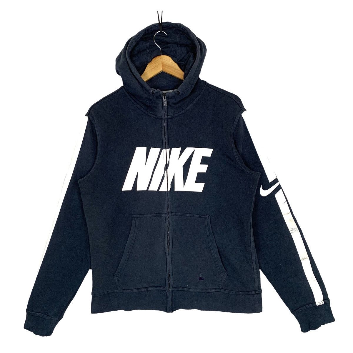 image of Vintage Nike Streetwear Colour Faded Full Zip Hoodie Size S in Faded Black, Men's