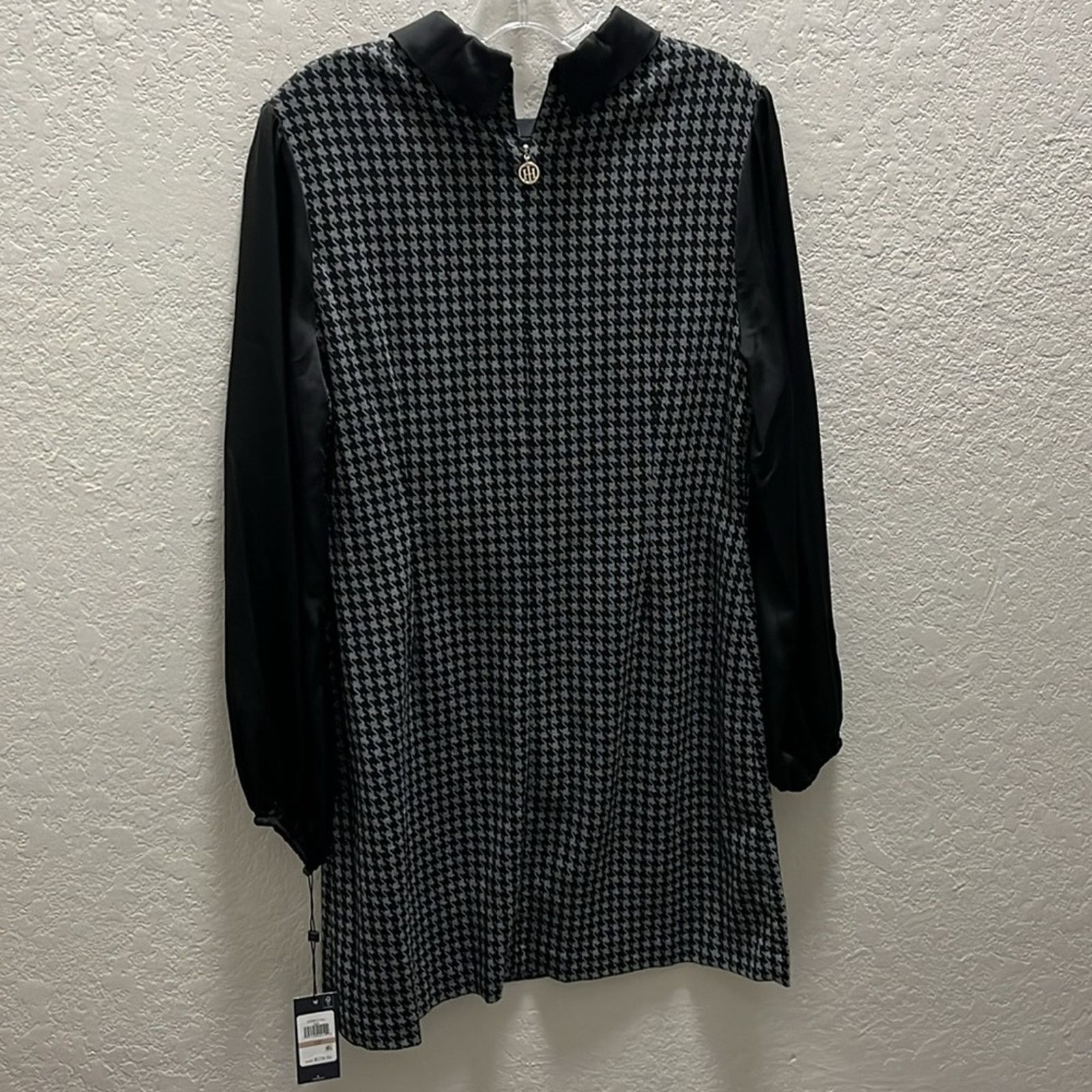 Tommy Hilfiger Tommy Hilfiger Women Pan Collar Dress Houndstooth Black Size XL / US 12-14 / IT 48-50 - 4 Thumbnail