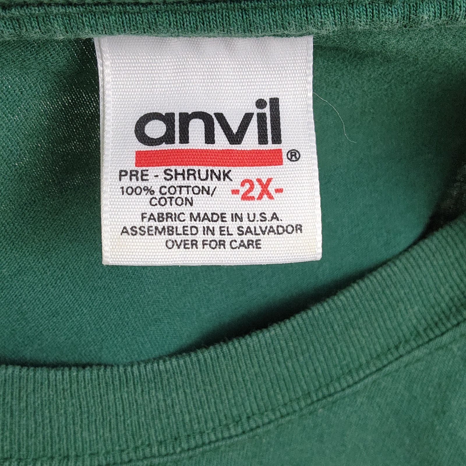 Anvil Vintage 90s Green Wolf Anvil T-Shirt XXL Size US XXL / EU 58 / 5 - 5 Thumbnail