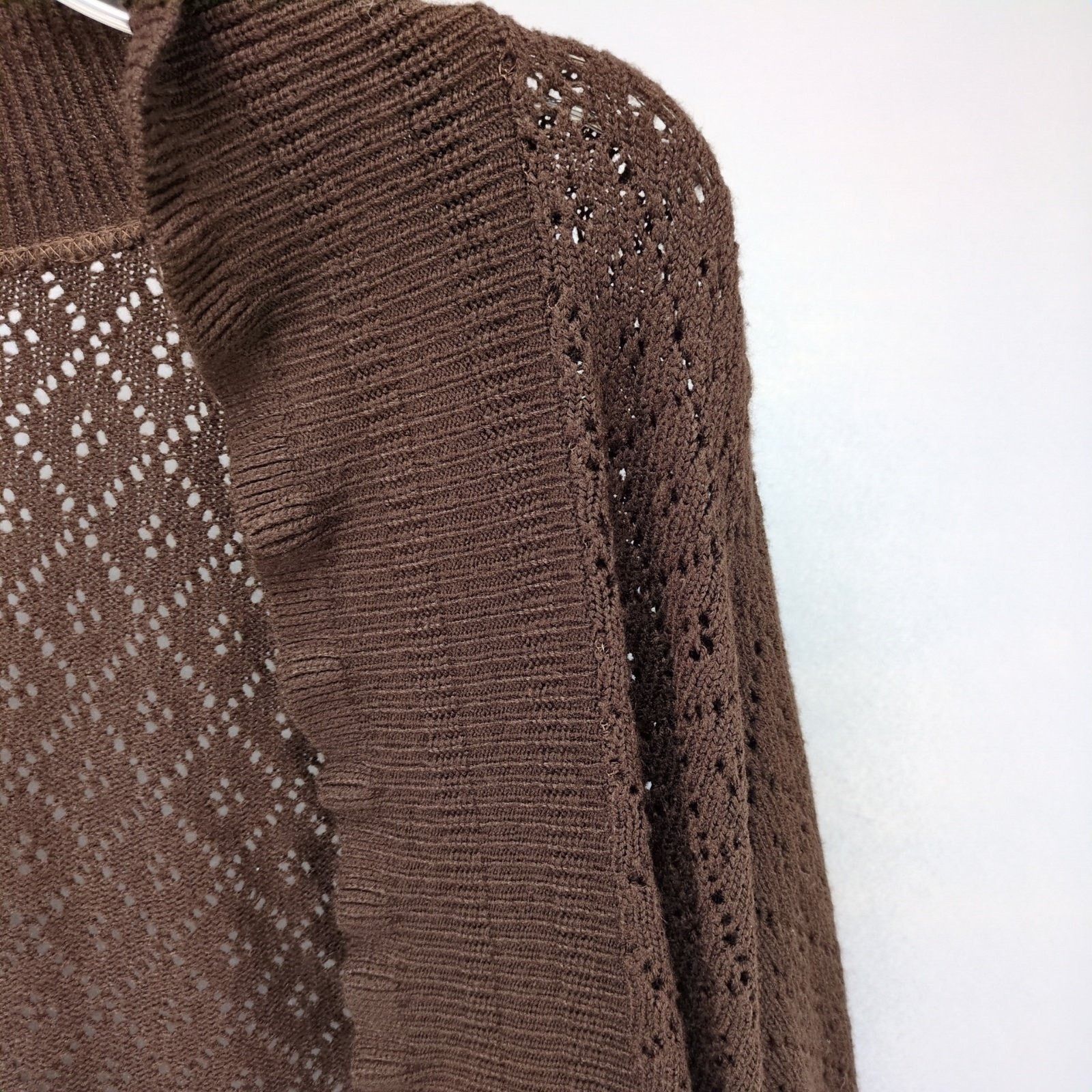 Vintage Bliss Women's Brown Open Cardigan Diamond Knit Sweater Size L / US 10 / IT 46 - 6 Thumbnail