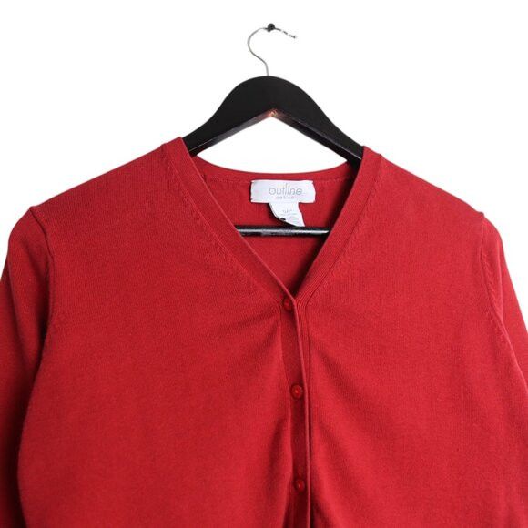 Vintage Vintage Y2K Outline Petite Vibrant Red Button Down Cardigan Size S / US 4 / IT 40 - 2 Thumbnail