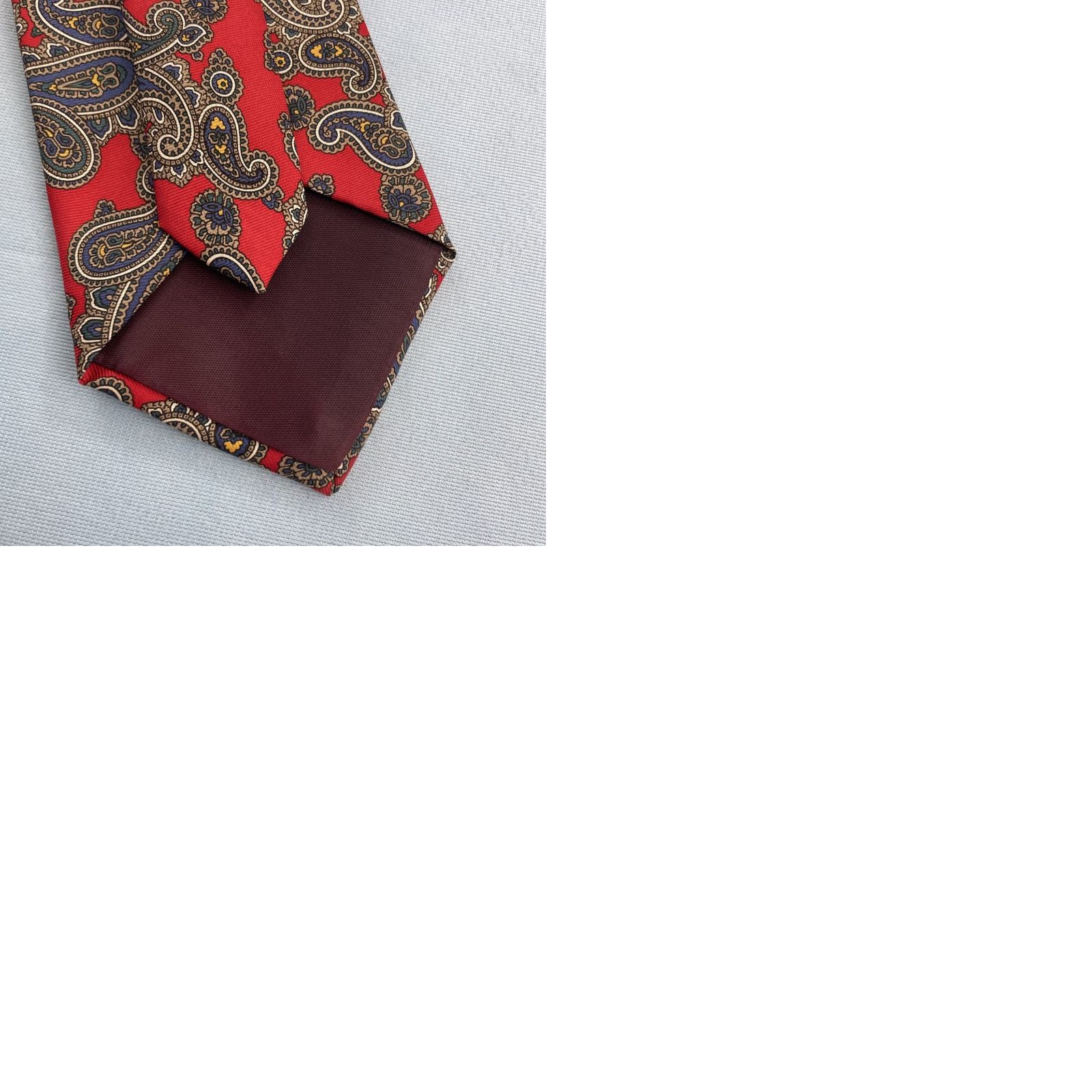 Vintage Hathaway Tie Men vtg 80s Silk Italy Western Double Paisley Red NeckTie 3.5x57 Size ONE SIZE - 10 Thumbnail