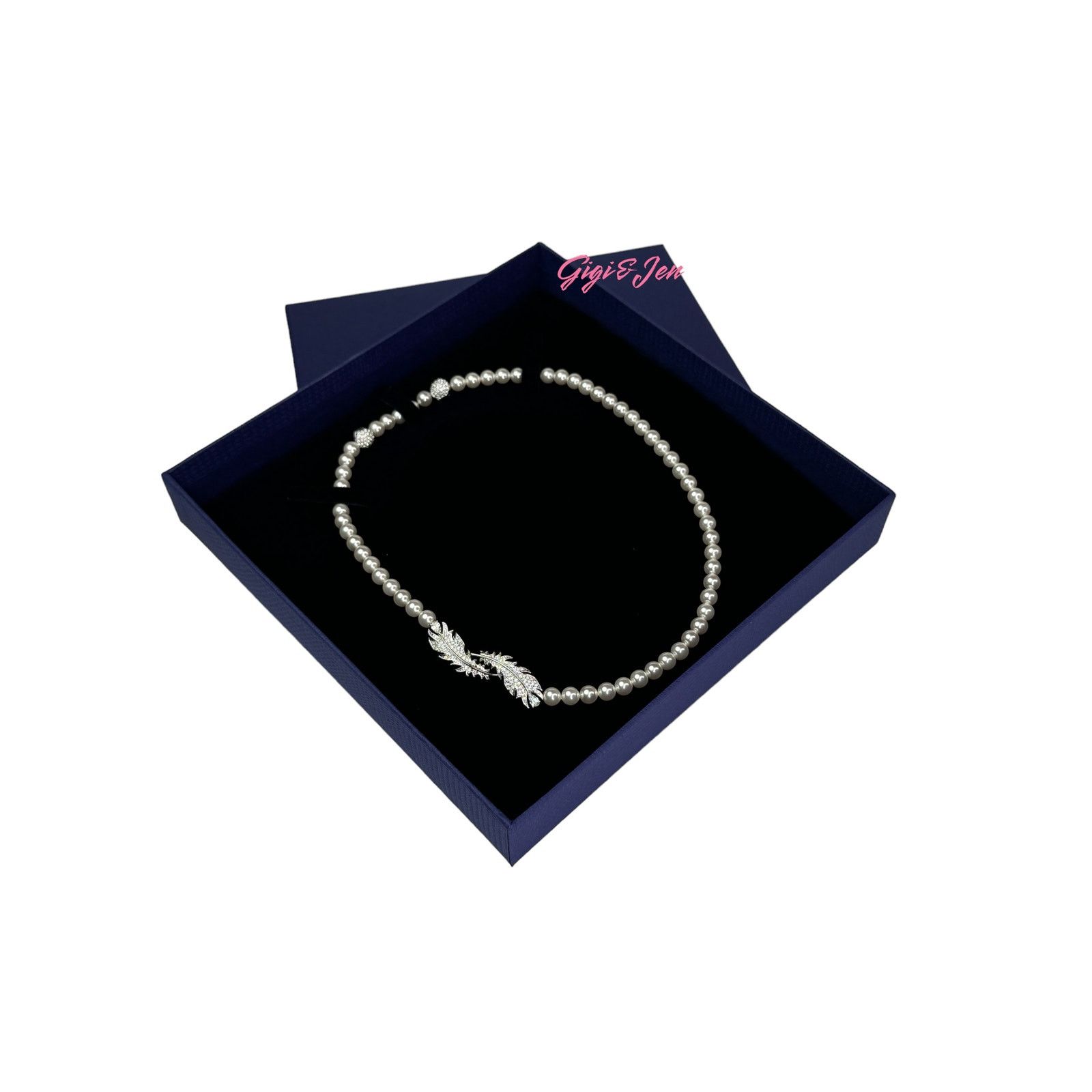 Swarovski Swarovski Feather Necklace Pearl White Rhodium Plating Size ONE SIZE - 2 Thumbnail