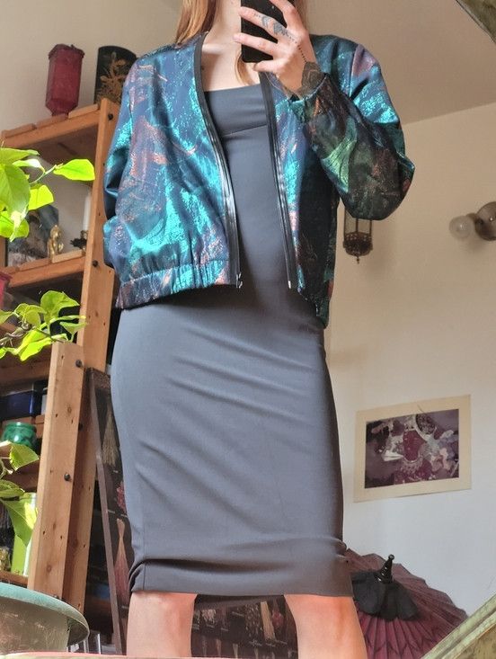 Maje Maje Metallic Teal and Copper Printed Bomber Jacket - 38 Size XS / US 0-2 / IT 36-38 - 8 Thumbnail