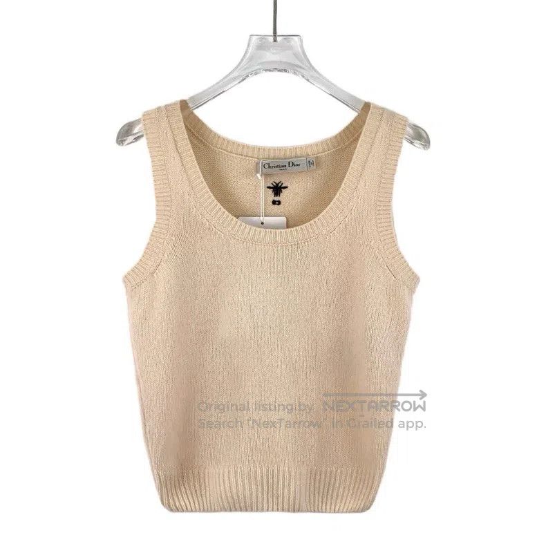 Dior Beige cashmere round-neck sleeveless knitted vest