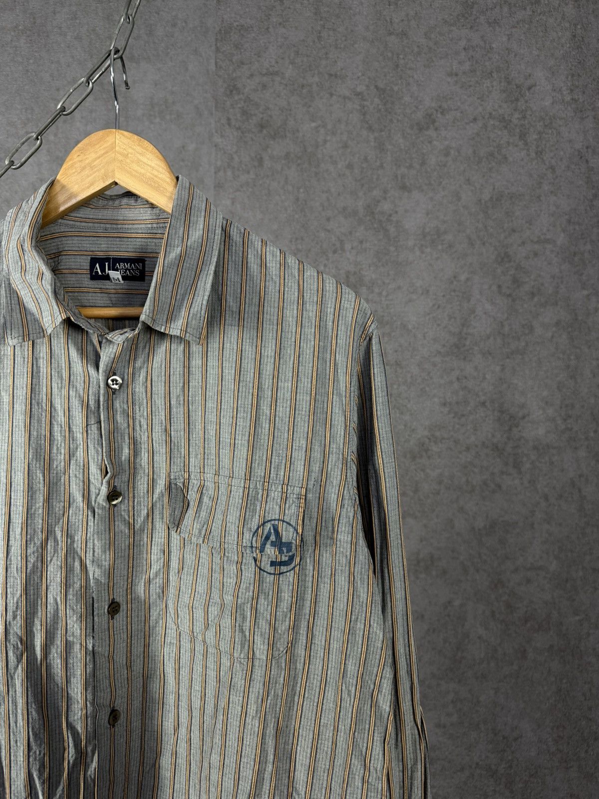 Armani Armani Jeans luxury vintage designer striped shirt Size US XL / EU 56 / 4 - 2 Thumbnail