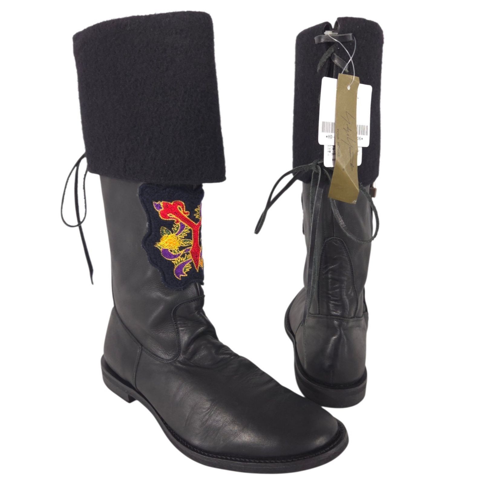 Yohji Yamamoto Yohji Yamamoto Pour Homme Embroidered Wool Cuff Boots US 11 Size US 11 / EU 44 - 1 Thumbnail