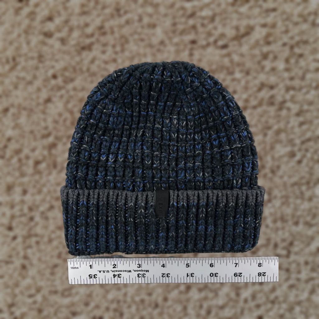 Express Express Beanie Toque Adult One Size Blue Black Knit Acrylic Cotton Blend Ski Size ONE SIZE - 1 Thumbnail