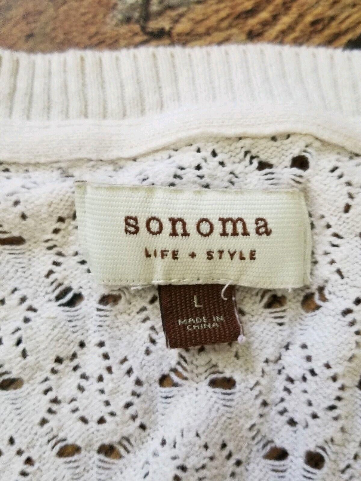 Sonoma Sonoma Sweater Large Crochet Creamy Pink Scoop Neck Long Size L / US 10 / IT 46 - 4 Thumbnail