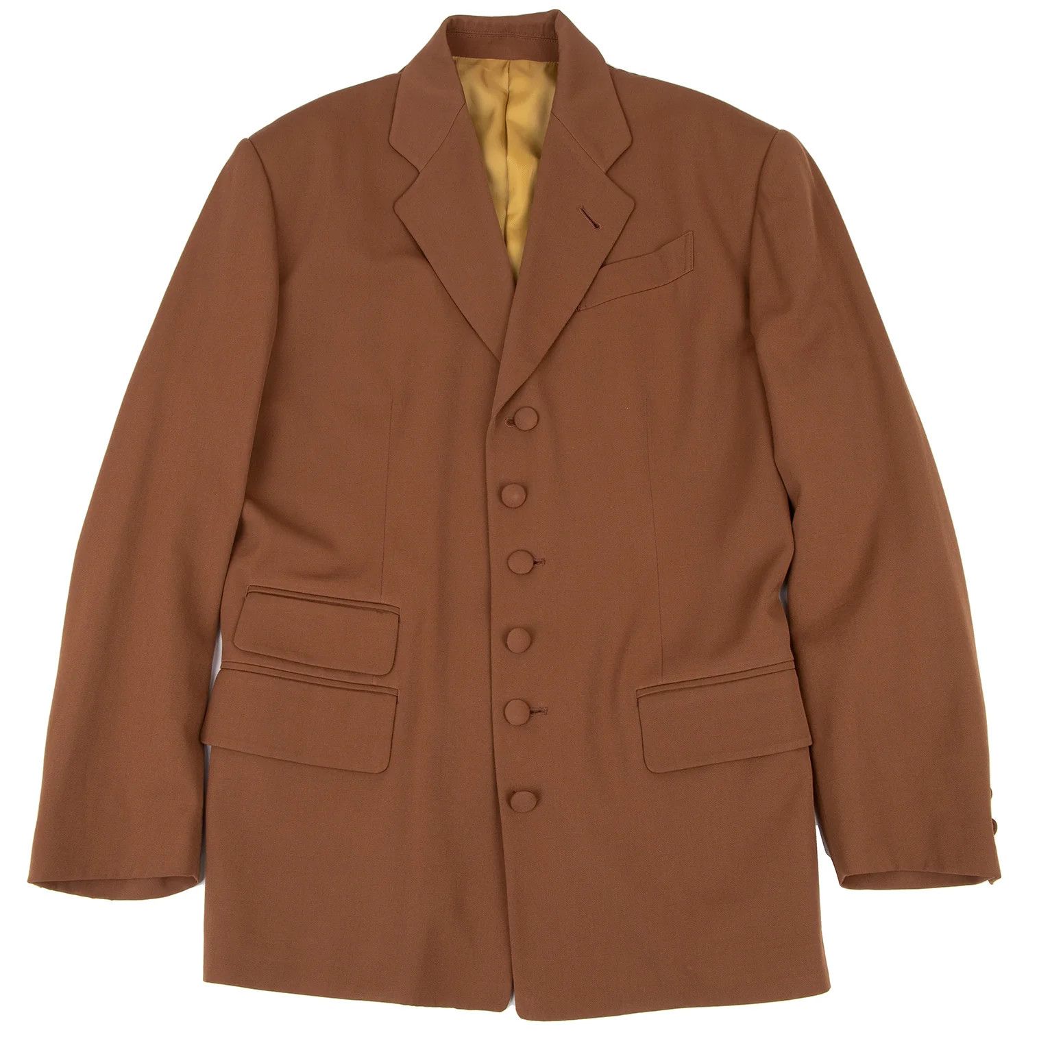 Jean Paul Gaultier Wool Gabardine Jacket with Button Design in Brown Size US M / EU 48-50 / 2 - 1 Thumbnail