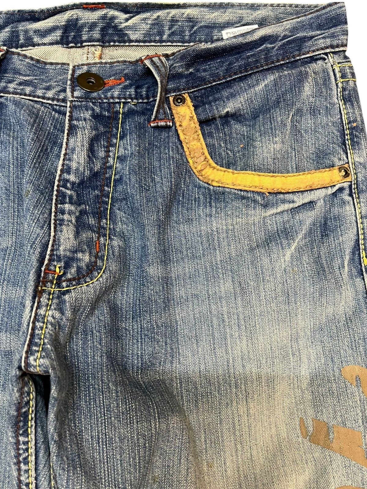 14th Addiction × Japanese Brand × Yasuyuki Ishii Vintage Japanese Brand Note Printed Worn Look Denim Size US 32 / EU 48 - 4 Thumbnail