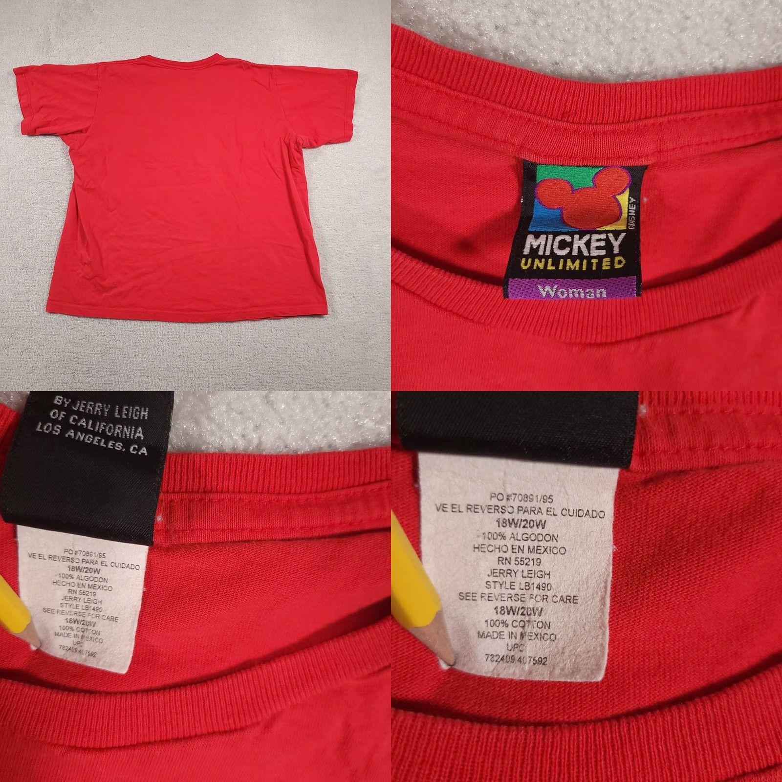 Mickey Unlimited VINTAGE Mickey Unlimited Mouse T-Shirt Womens Plus Jerry Leigh Red Size 4XL / US 24-26 - 9 Thumbnail