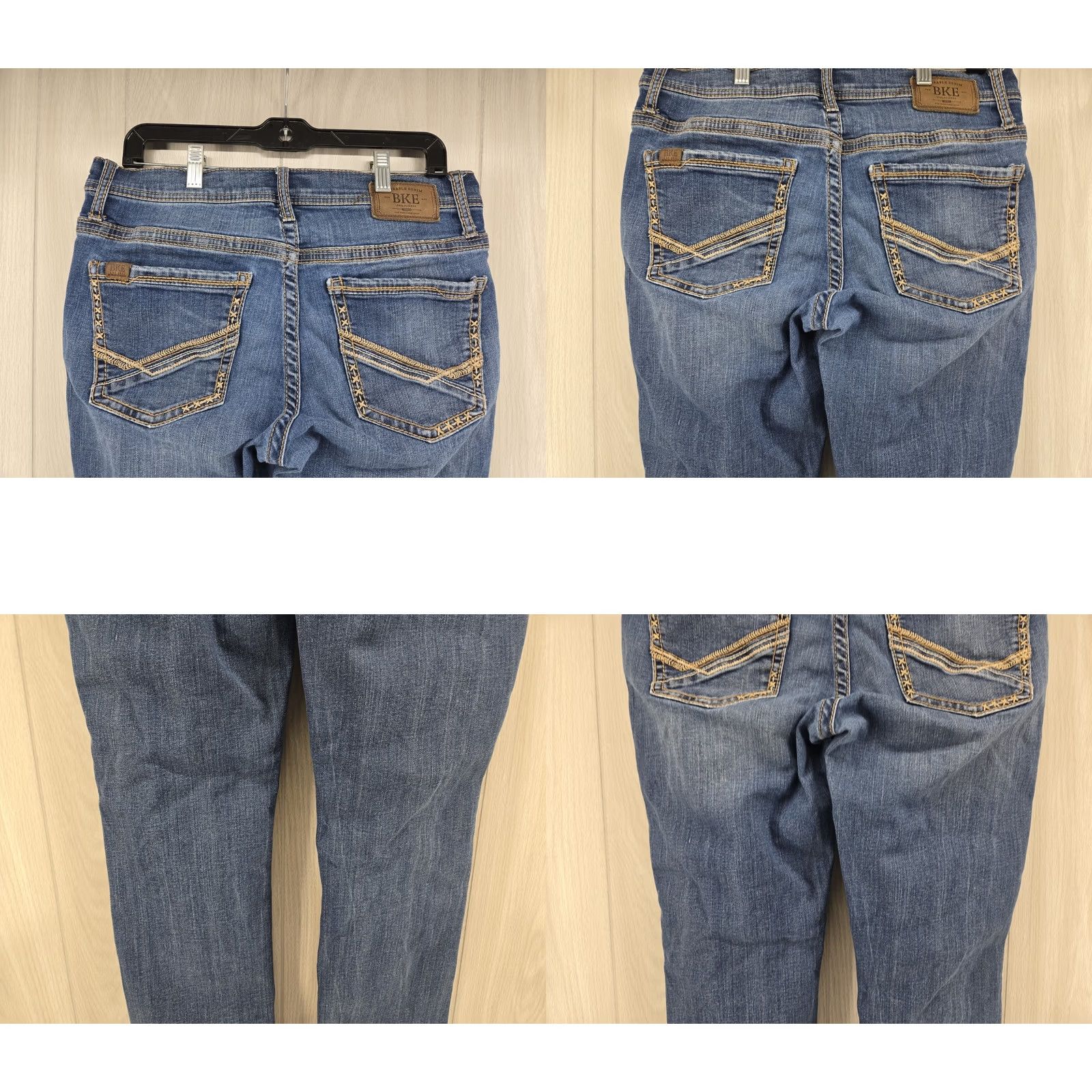 Vintage BKE Jake Jeans Distressed Wash 34x32 Denim Straight Leg 5-Pocket Regular Mens Size US 34 / EU 50 - 8 Thumbnail